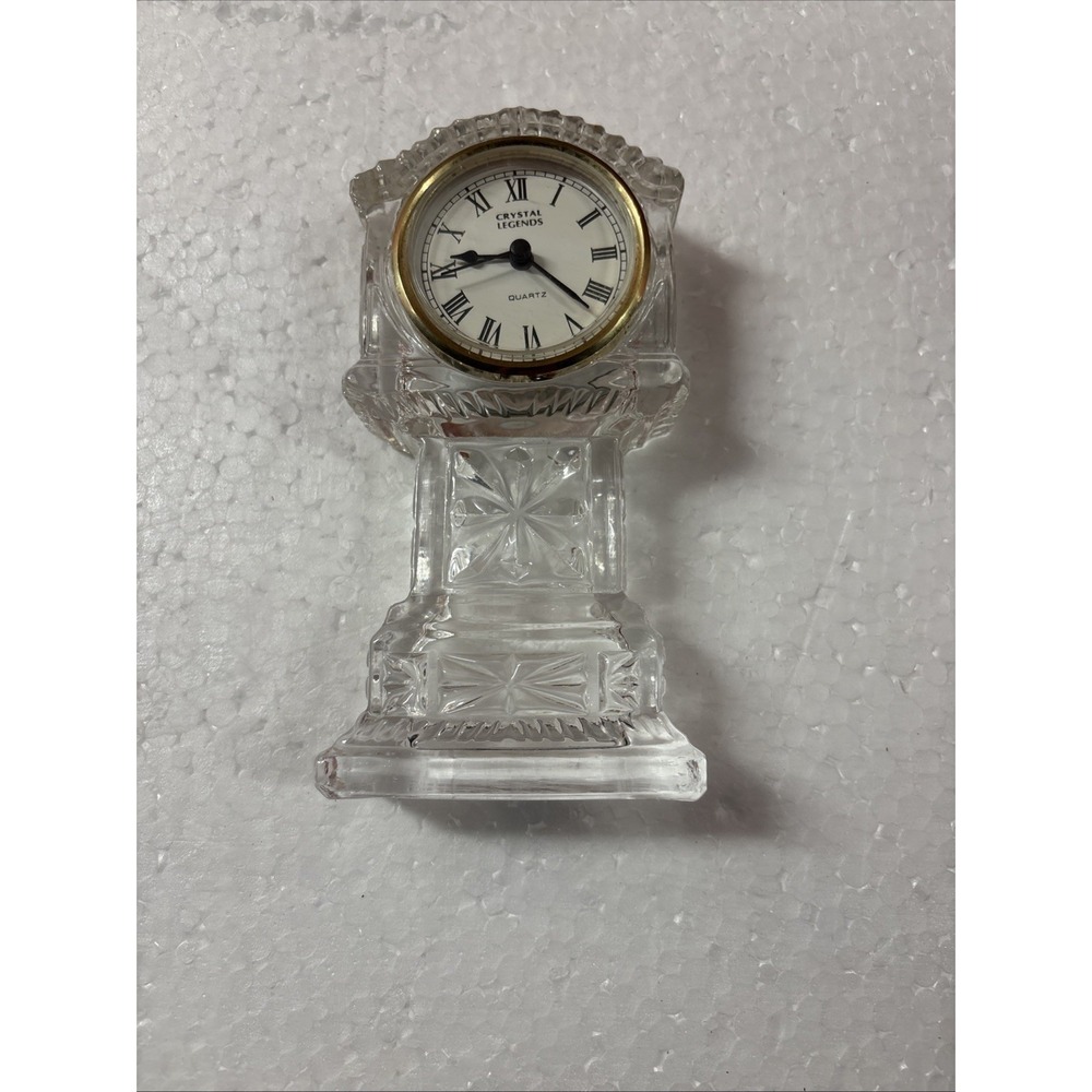 Vtg Godinger Crystal Legends Quartz Clock Tabletop Grandfather 24% Lead Crystal